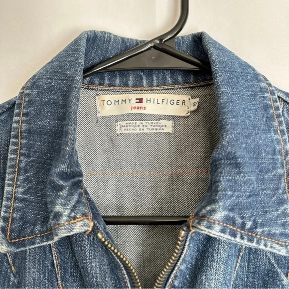 Tommy Hilfiger Women's Nautical Print Long Sleeve Full Zipper Denim Jacket sz SP - Picture 15 of 15